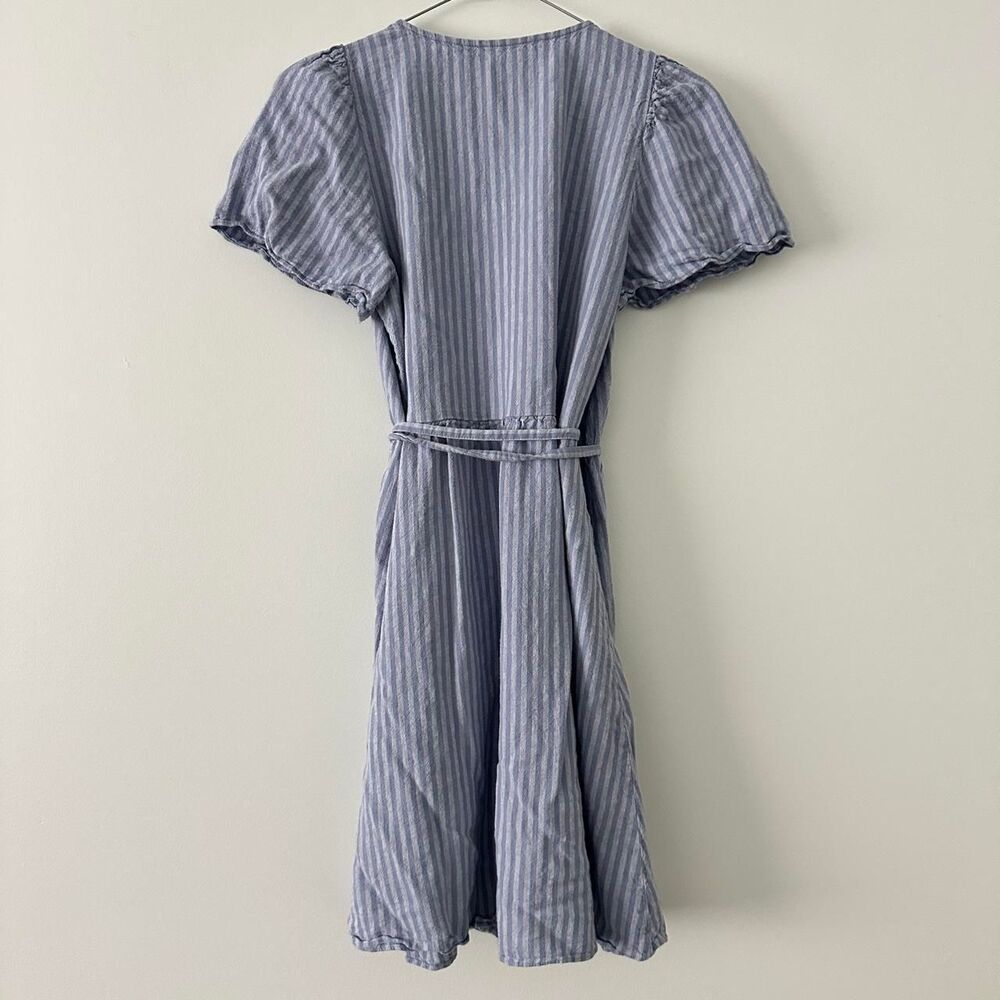 Madewell blue striped wrap mini dress small - Picture 6 of 7